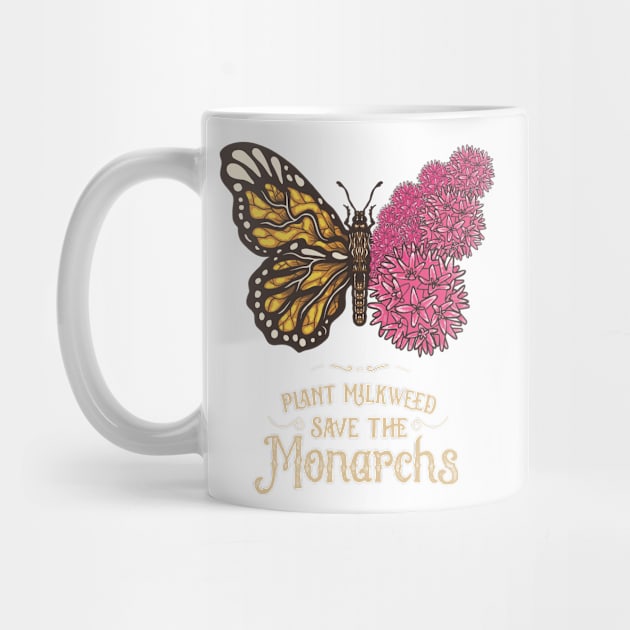 Monarch Butterfly Plant Milkweed Vintage Art by USProudness